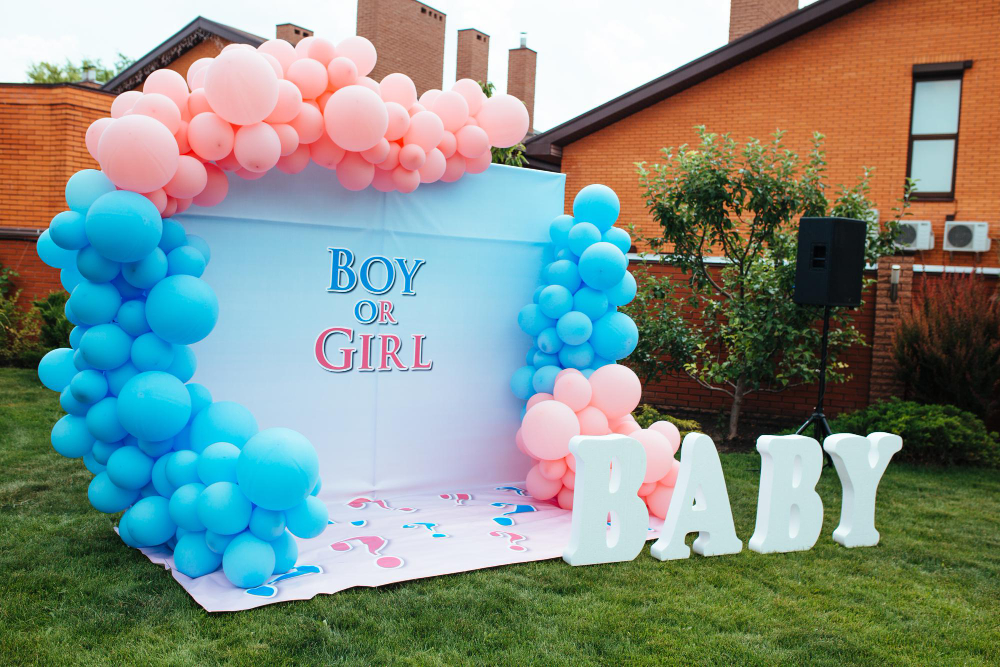 Get ready for a Balloon Extravaganza Baby Shower! Celebrate the arrival of a little one with balloons and a 'boy or girl' sign