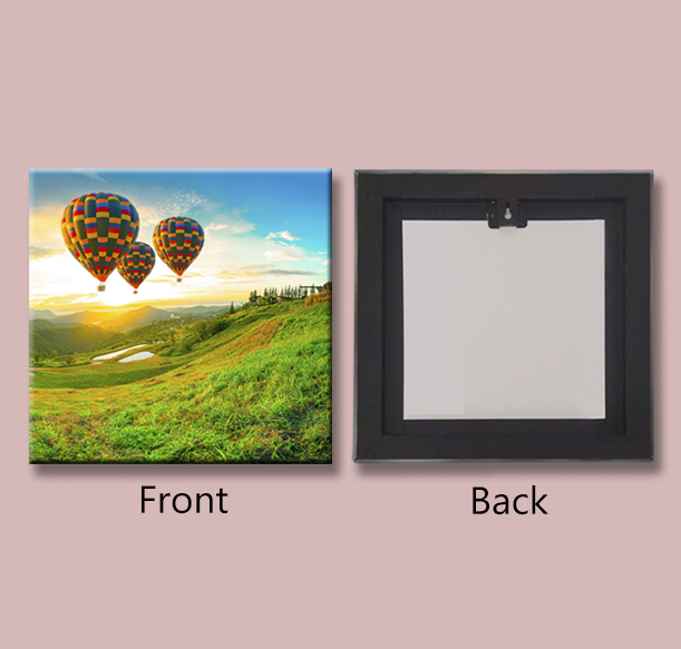 Mounted photo wall print in Qatar showing front and back view – modern home décor gift in Doha